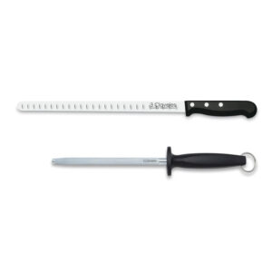 3 Claveles POM Hollow Edge Slicing Knife & Sharpening Steel Set
